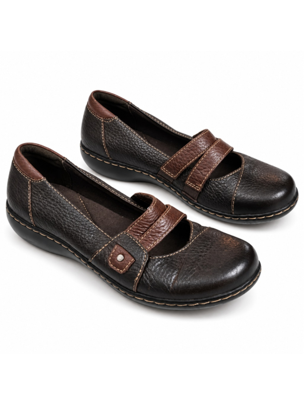 Clarks Brown Leather Mary Jane Ballet Flats Women’s 6.5 Comfort 67654